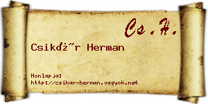 Csikár Herman névjegykártya